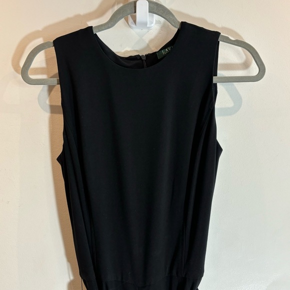 LAUREN RALPH LAUREN Sz 6 Slinky Jersey Knit Crew Neck Pockets Wide Leg Jumpsuit - Picture 3 of 13